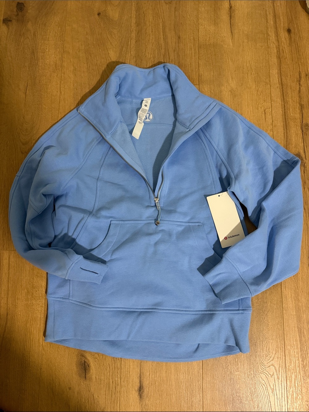 lululemon athletica Light Blue Half-Zip Cowl Pullover